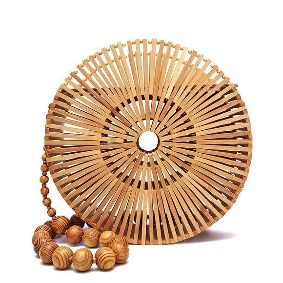 Bamboo Wood Circle Shoulder Bag - Picture 1 of 5